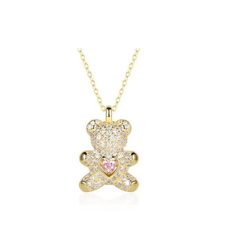 Kristal Gold Teddy Bear Kolye (Altın Kaplama) SEVGILIYE HEDIYE - N02506
